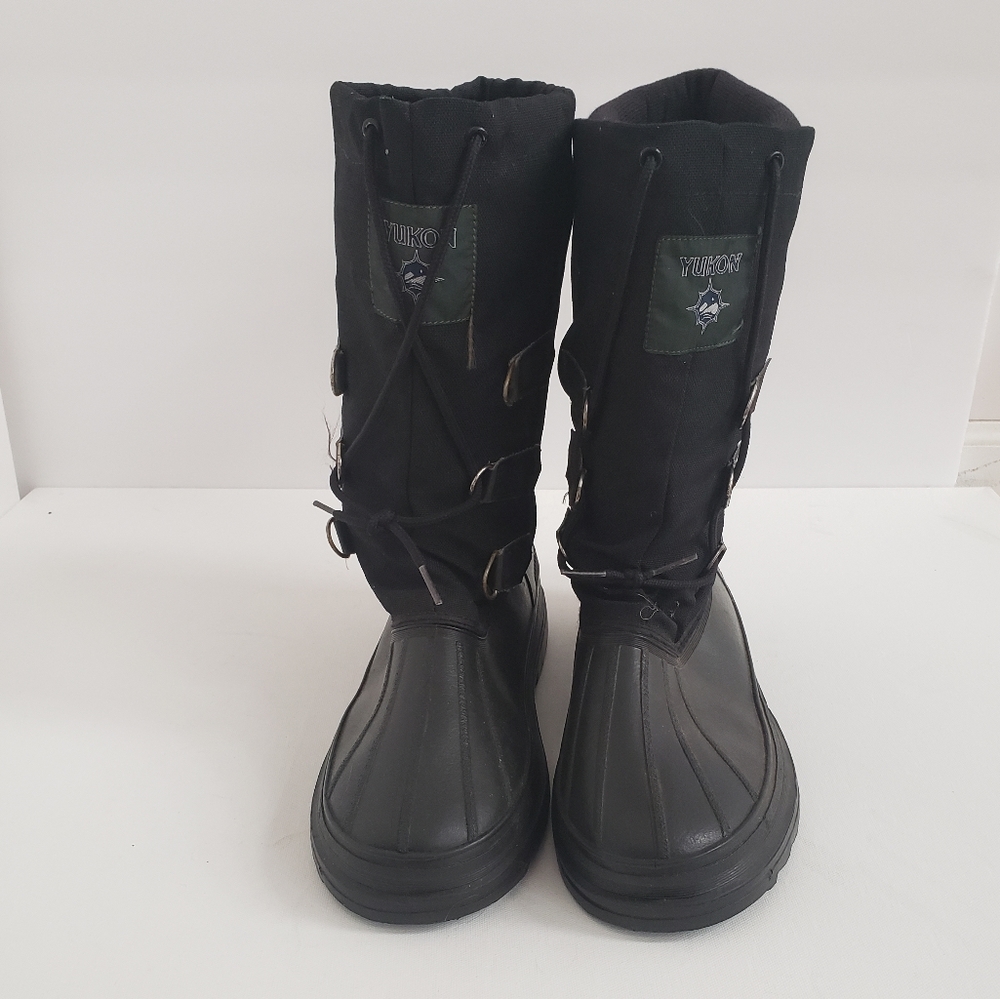 YUKON Black Rubber Fabric Mix Rainboots Size 11